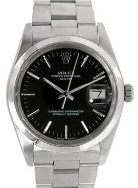Photo of Rolex Mens Ss Oyster Perpetual Date Black Stick 15000
