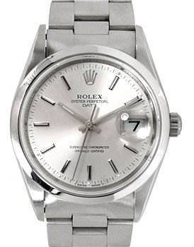 Photo of Rolex Mens Ss Oyster Perpetual Date Silver Stick 15200