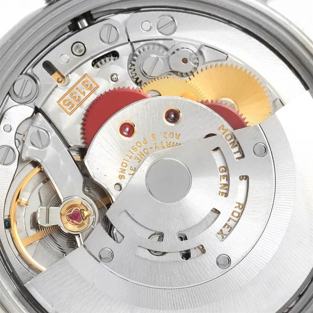 The image shows a close-up view of the Rolex Date 15200 Men
s Stainless Steel Black Dial 15200 Men
s Stainless Steel Black Dial model
s movement mechanism.