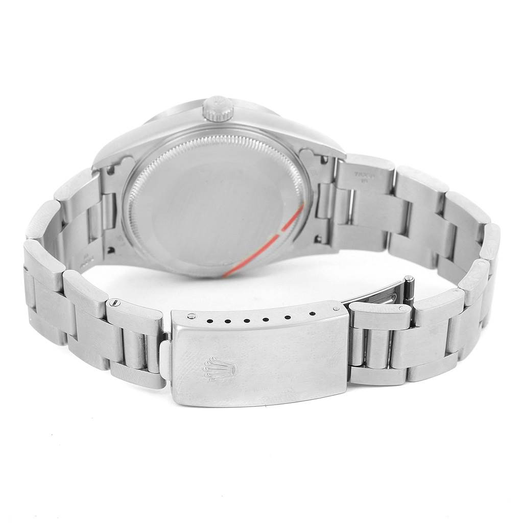 This image shows the back case and bracelet clasp of a Rolex Date 15210 Men's Stainless Steel White Dial 15210 Men's Stainless Steel White Dial watch.