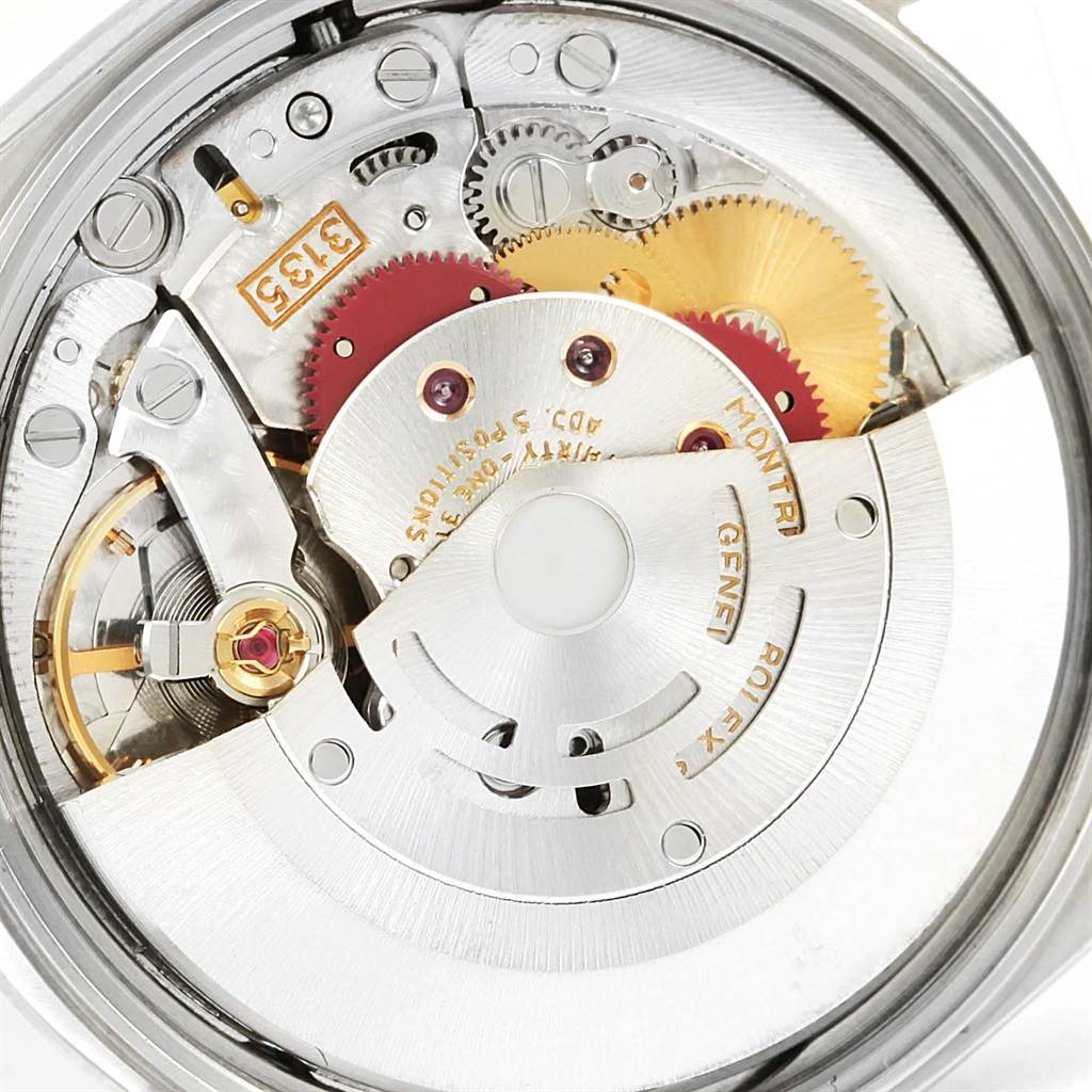 This is a close-up view of the internal movement mechanisms of a Rolex Date 15200 Men's Stainless Steel Black Dial 15200 Men's Stainless Steel Black Dial model watch.
