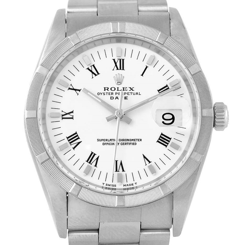 Rolex Date White Dial Stainless Steel Mens Watch 15210 SwissWatchExpo