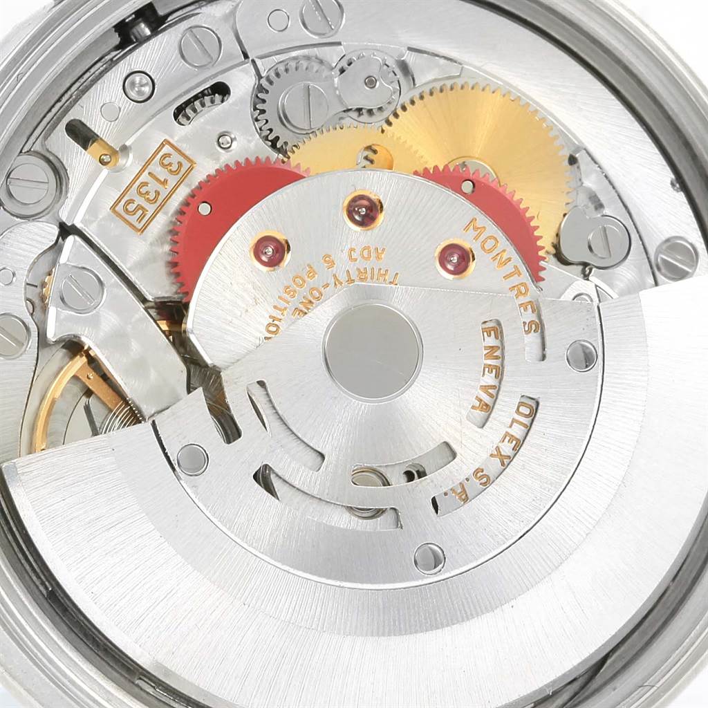 This image shows the internal movement mechanism of a Rolex Date 15200 Men's Stainless Steel Silver Dial 15200 Men's Stainless Steel Silver Dial model watch from an overhead angle.