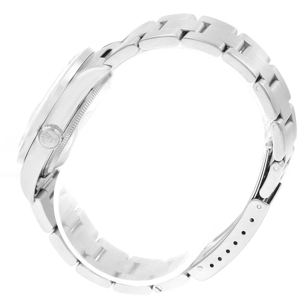 The image shows a side view of the Rolex Date 15210 Men's Stainless Steel Blue Dial 15210 Men's Stainless Steel Blue Dial model watch, highlighting the side of the case and bracelet.