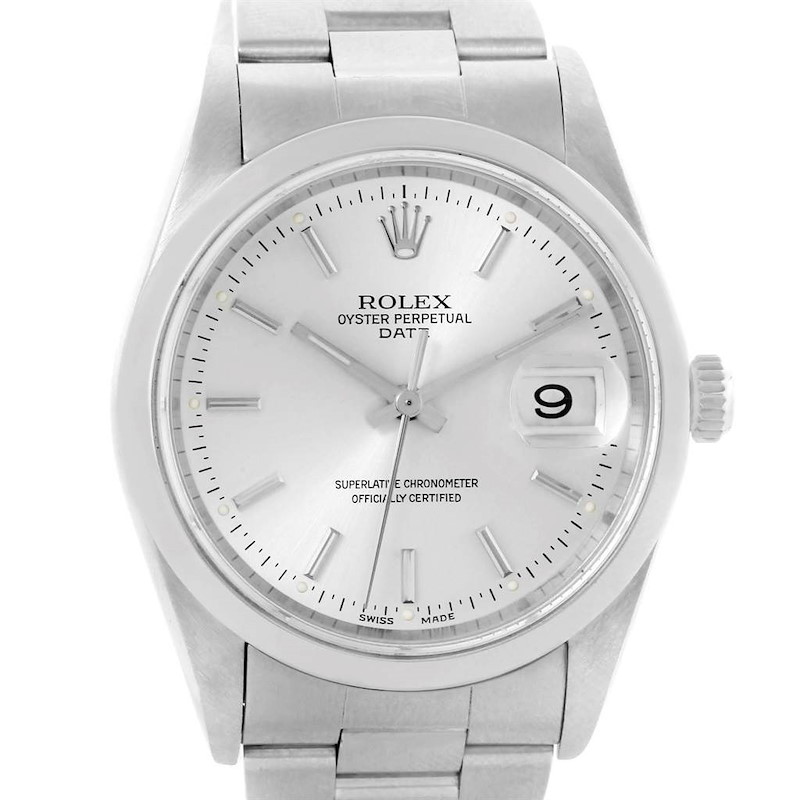 Rolex Date Silver Dial Oyster Bracelet Steel Mens Watch 15200 SwissWatchExpo