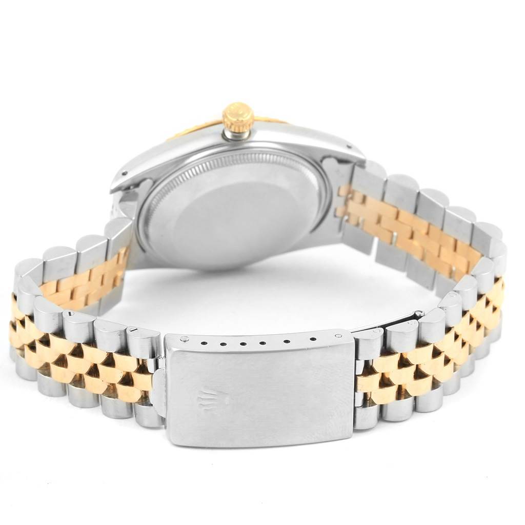 The image shows the back of the Rolex Date 15053 Men's Steel and Gold (two tone) Champagne Dial 15053 Men's Steel and Gold (two tone) Champagne Dial model, focusing on the bracelet and clasp.