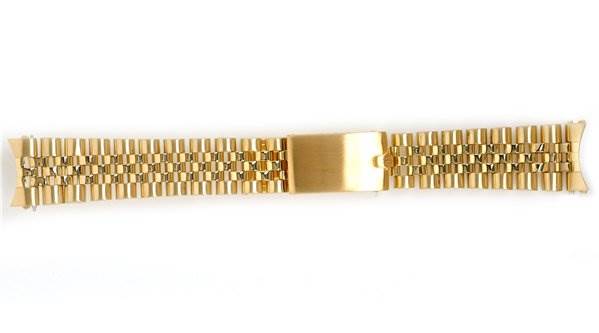 The image shows a gold bracelet strap for a Rolex Date 15238 Men's Yellow Gold Blue Dial 15238 Men's Yellow Gold Blue Dial model watch, viewed from a top-down angle.