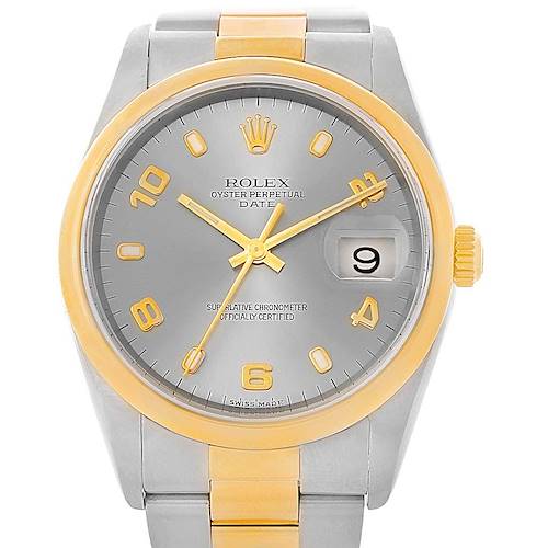 Photo of Rolex Date Mens Steel Yellow Gold Slate Dial Mens Watch 15203 Box Papers
