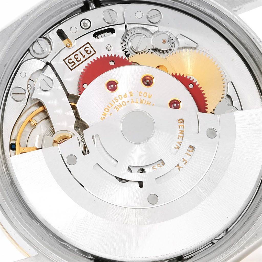 This image shows the internal mechanism of a Rolex Date 15203 Men's Steel and Gold (two tone) Black Dial 15203 Men's Steel and Gold (two tone) Black Dial model watch, viewed from the back.