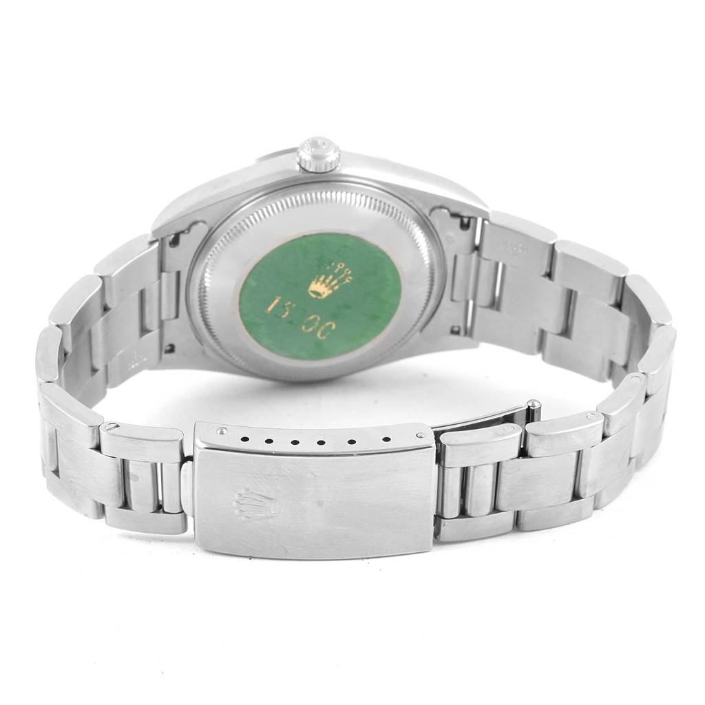 The image shows the back and bracelet of a Rolex Date 15200 Men's Stainless Steel White Dial 15200 Men's Stainless Steel White Dial model watch, including the clasp and case back.