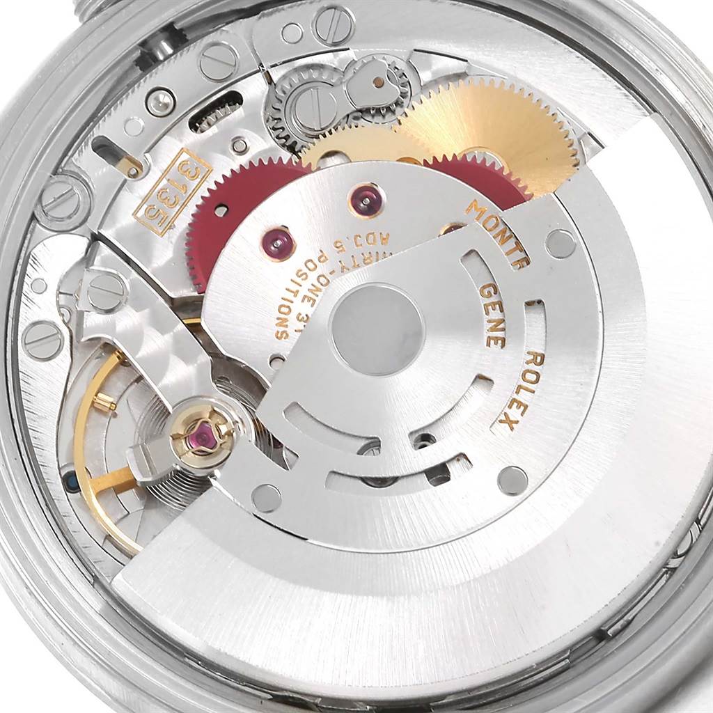 This image shows the intricate internal movement of a Rolex Date 15200 Men's Stainless Steel White Dial 15200 Men's Stainless Steel White Dial model watch from a close-up, top-down angle.