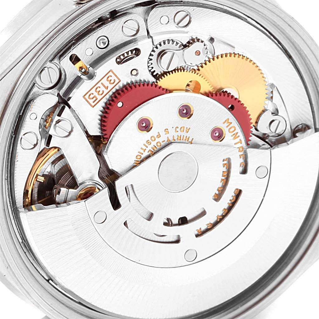 The image shows the internal movement mechanism of a Rolex Date 15210 Men's Stainless Steel Black Dial 15210 Men's Stainless Steel Black Dial model, viewed from the back.