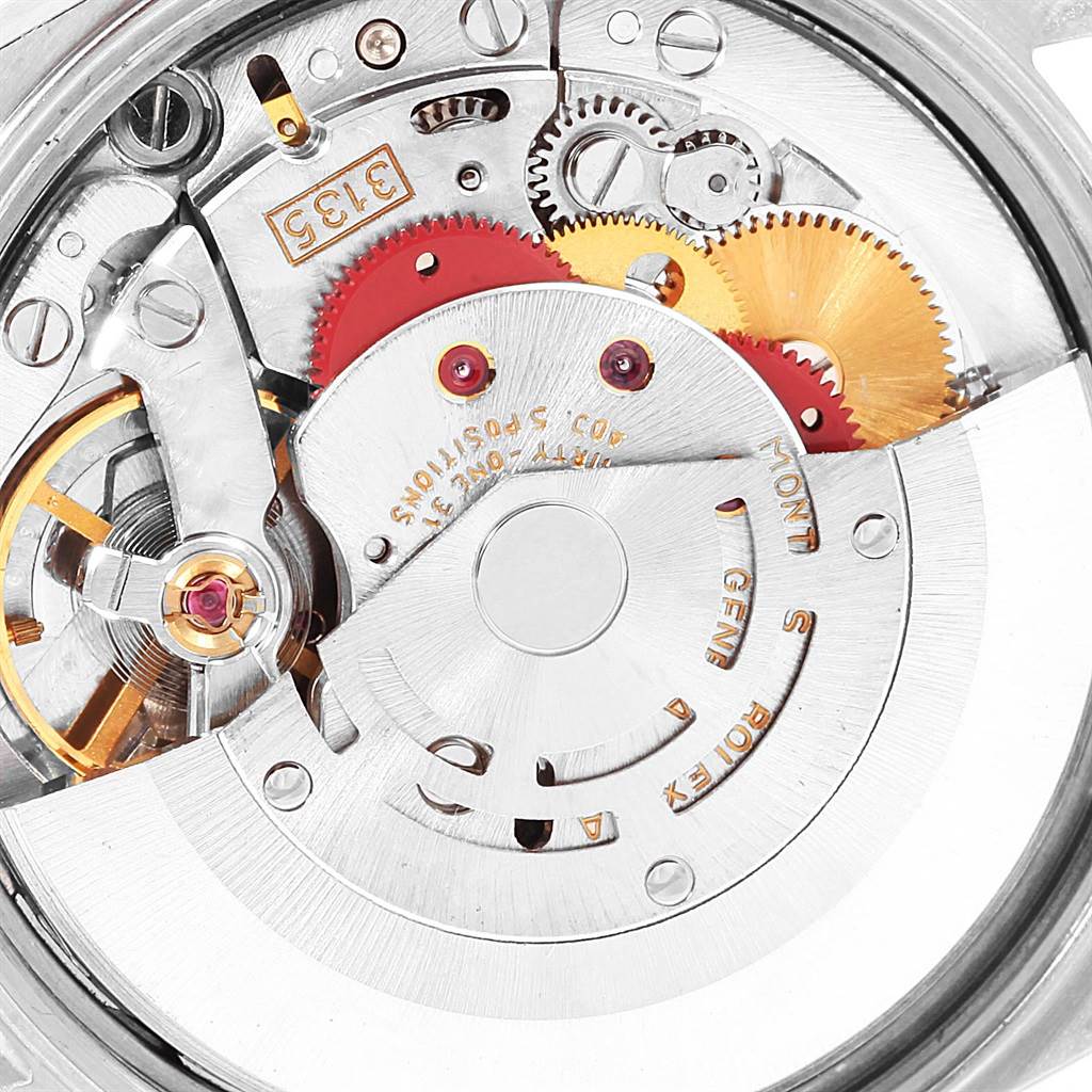 The image shows the detailed inner movement mechanism of a Rolex Date 15210 Men's Stainless Steel Black Dial 15210 Men's Stainless Steel Black Dial model watch.