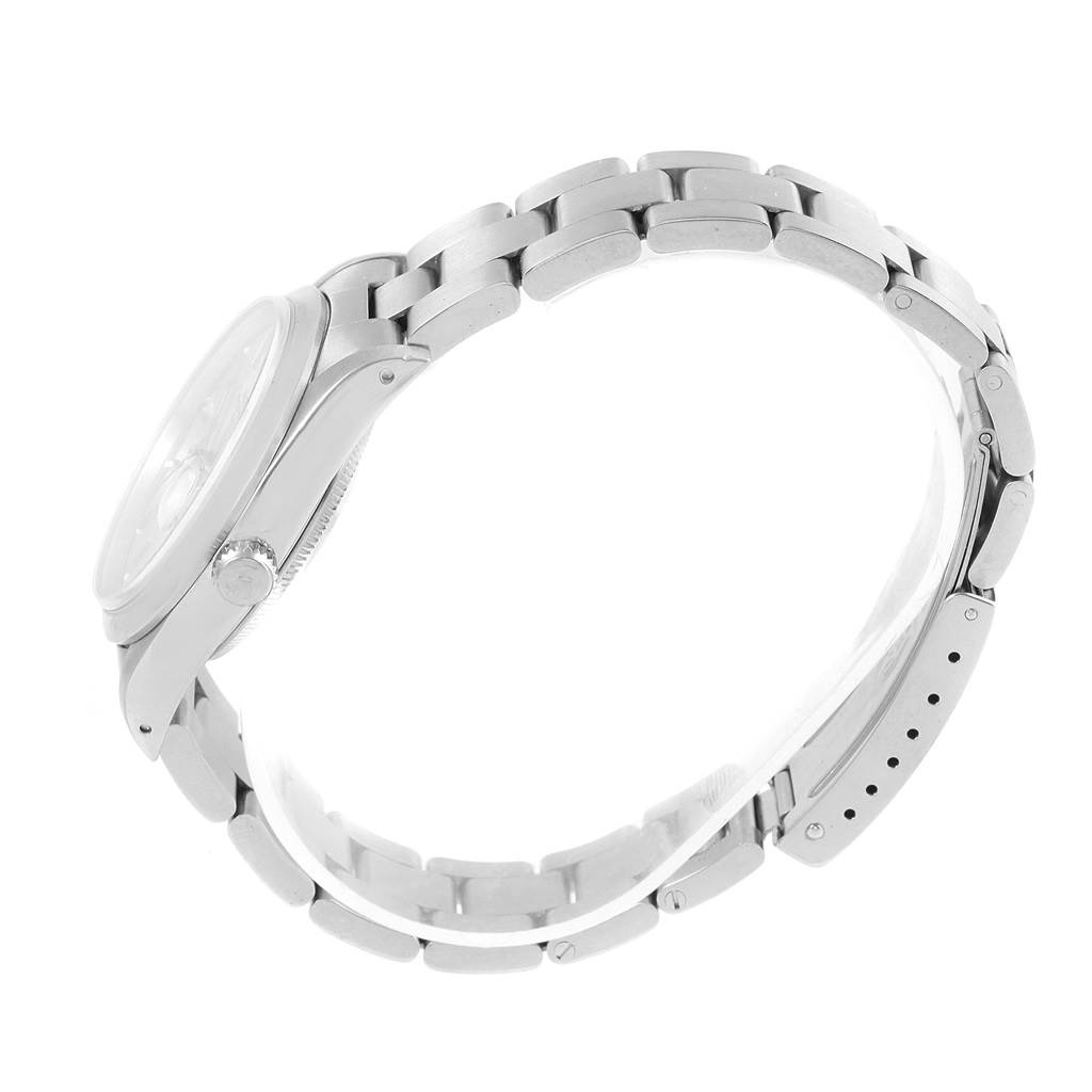 The image shows a side view of the Rolex Date 15200 Men's Stainless Steel Silver Dial 15200 Men's Stainless Steel Silver Dial model, highlighting its bracelet and clasp.