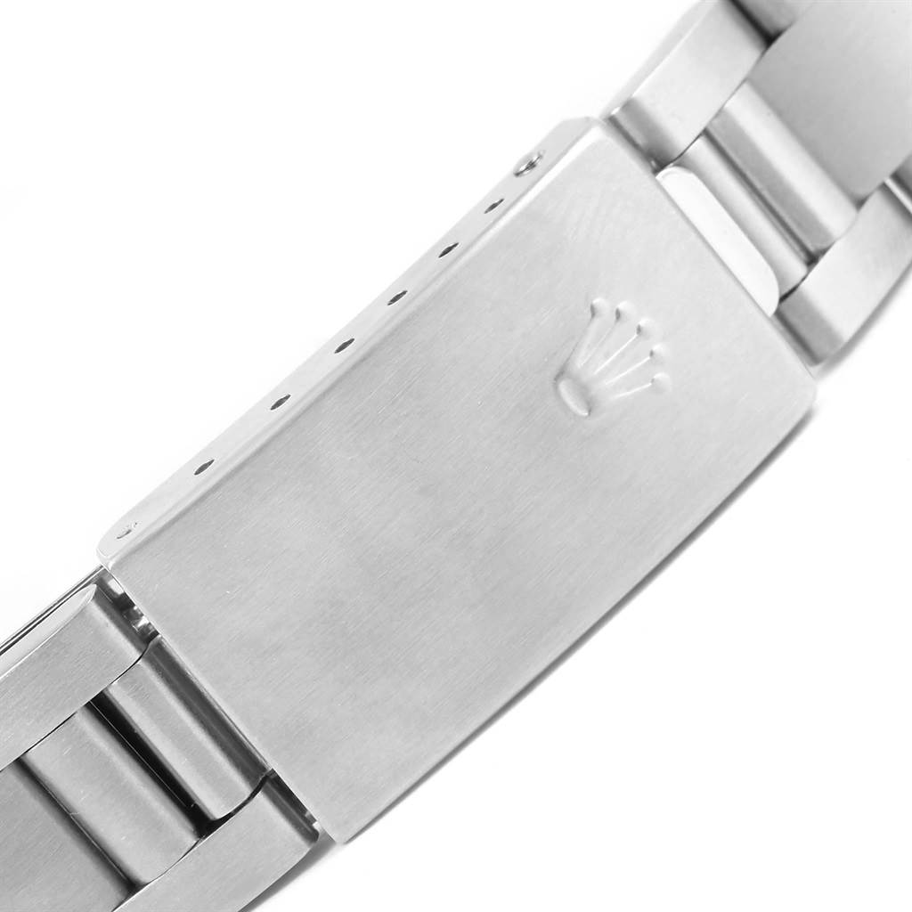 This image shows the clasp and part of the stainless steel bracelet of a Rolex Date 15200 Men's Stainless Steel Silver Dial 15200 Men's Stainless Steel Silver Dial model watch.