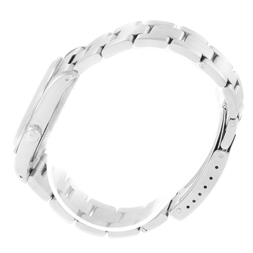 The image shows a side view of a Rolex Date 15200 Men's Stainless Steel White Dial 15200 Men's Stainless Steel White Dial watch, highlighting the clasp, bracelet links, and crown.