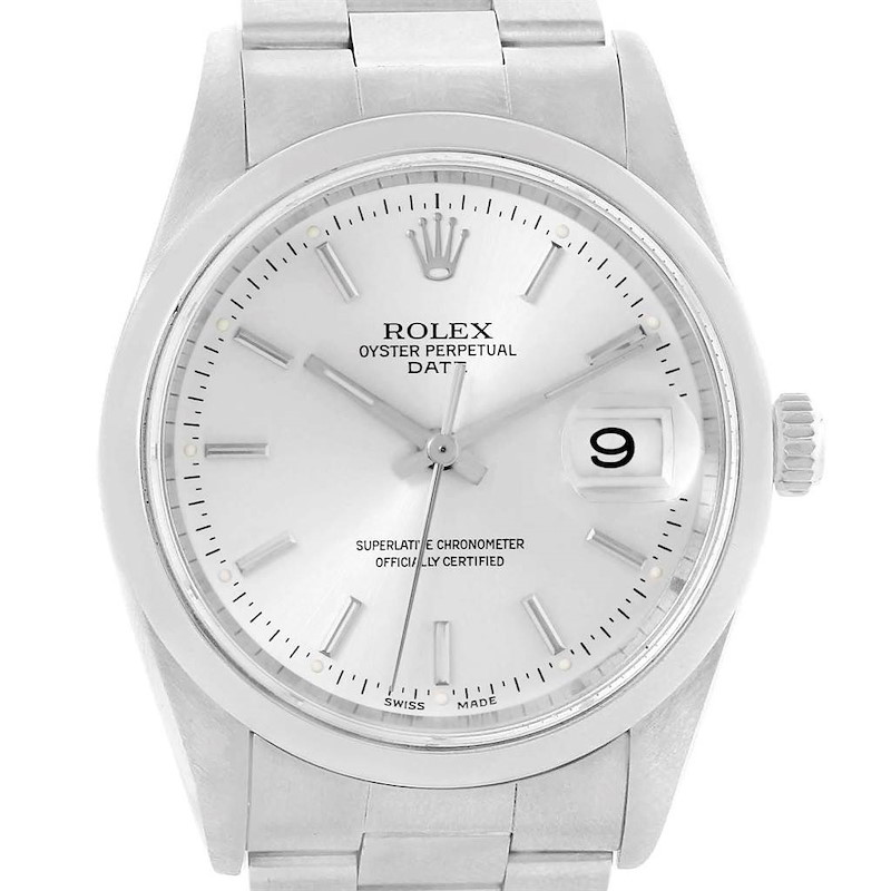 Rolex Date Silver Dial Oyster Bracelet Steel Mens Watch 15200 SwissWatchExpo