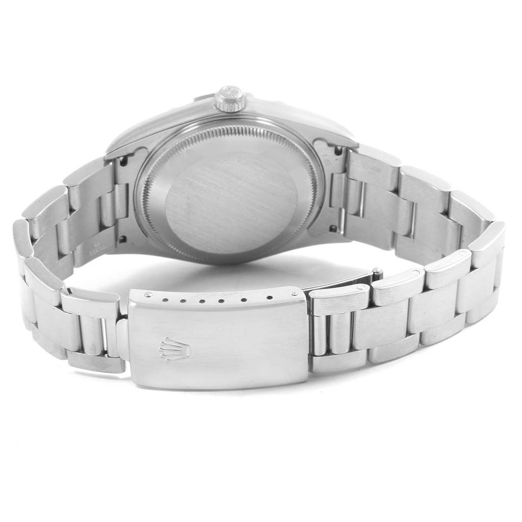 This image shows the back case and bracelet of a Rolex Date 15200 Men's Stainless Steel White Dial 15200 Men's Stainless Steel White Dial model watch from a rear angle.