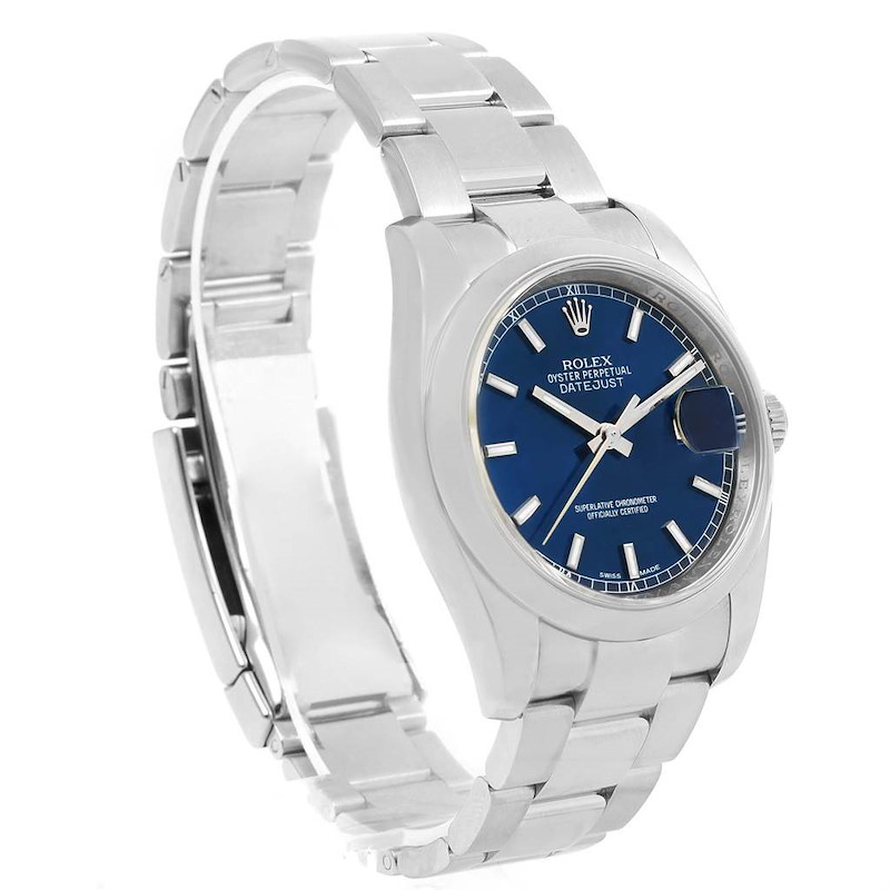 Rolex Datejust Steel Blue Baton Dial Mens Watch 116200 Box SwissWatchExpo