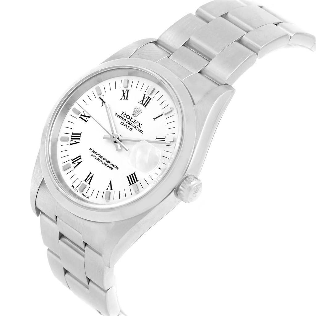 The image displays a Rolex Date 15200 Men's Stainless Steel White Dial 15200 Men's Stainless Steel White Dial model watch at a slight angle, showing its face, bezel, crown, and bracelet.