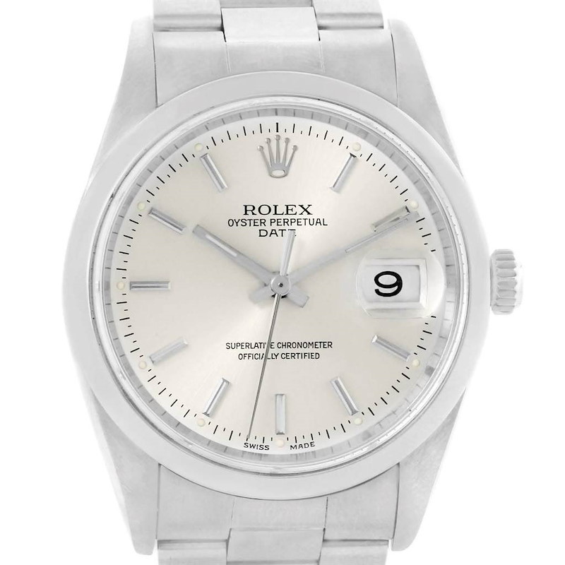 Rolex Date Silver Dial Oyster Bracelet Mens Watch 15200 Box Papers SwissWatchExpo