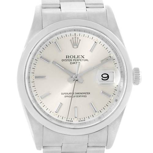 Photo of Rolex Date Silver Dial Oyster Bracelet Mens Watch 15200 Box Papers