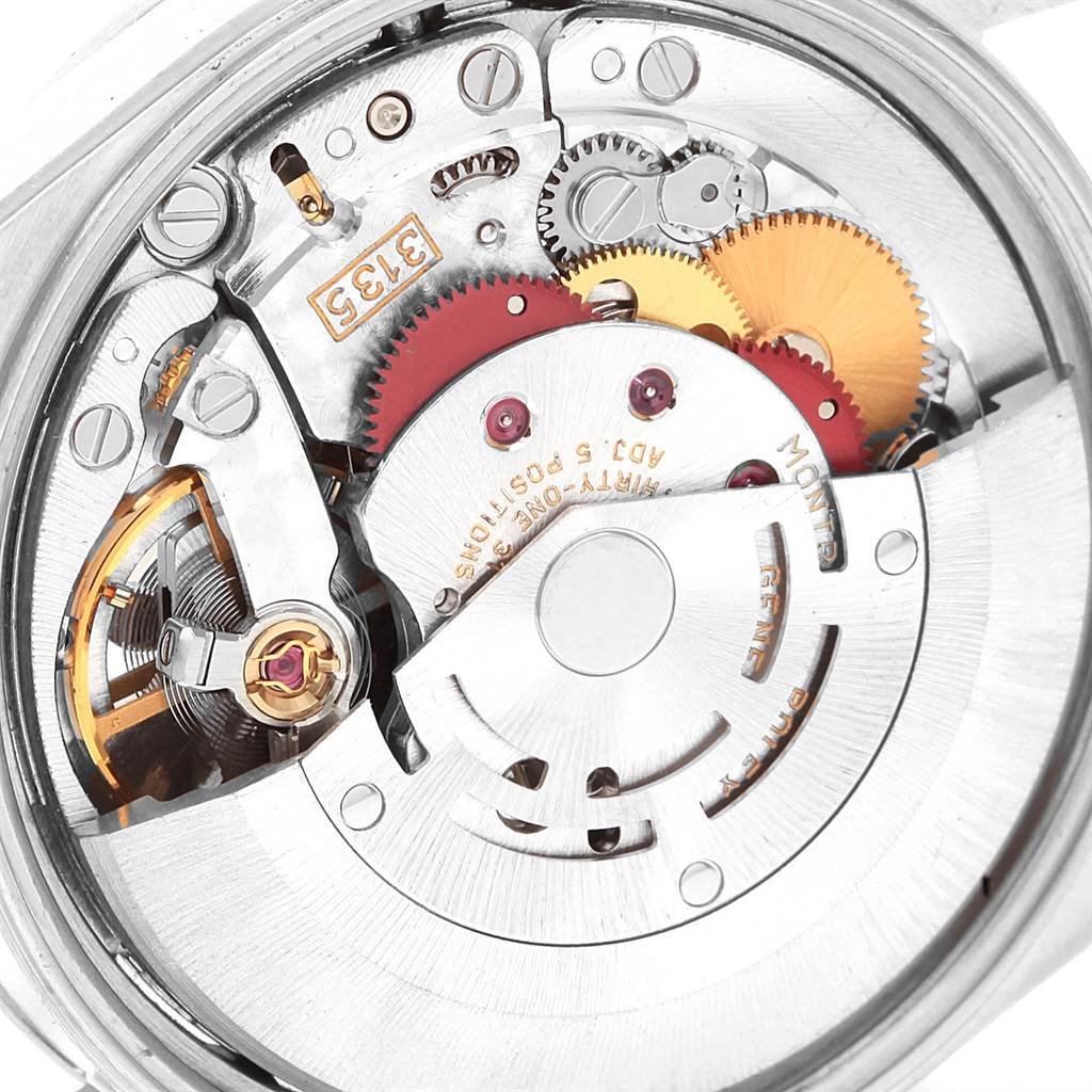 The image shows the internal mechanical movement of a Rolex Date 15200 Men's Stainless Steel Black Dial 15200 Men's Stainless Steel Black Dial model watch at a close-up angle.