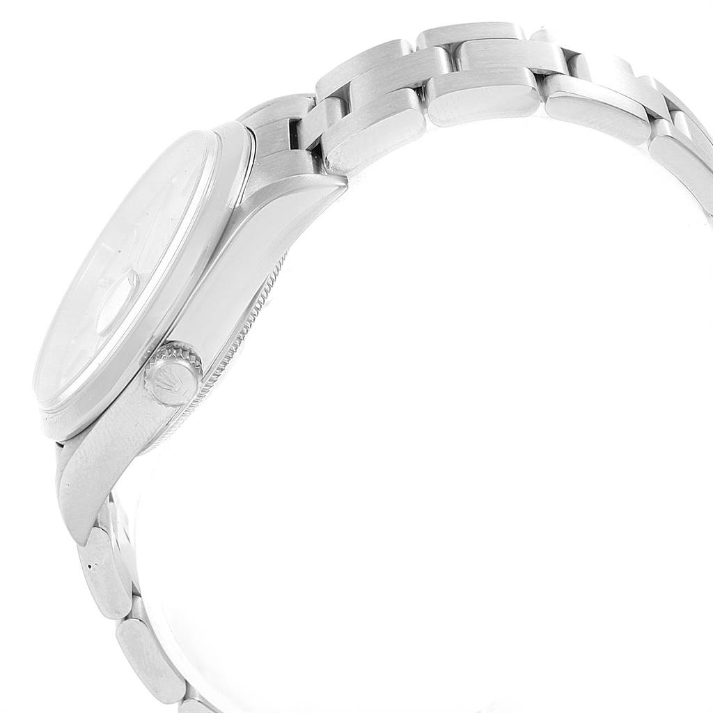 The image shows a side profile of the Rolex Date 15200 Men's Stainless Steel Silver Dial 15200 Men's Stainless Steel Silver Dial model's watch case and bracelet.