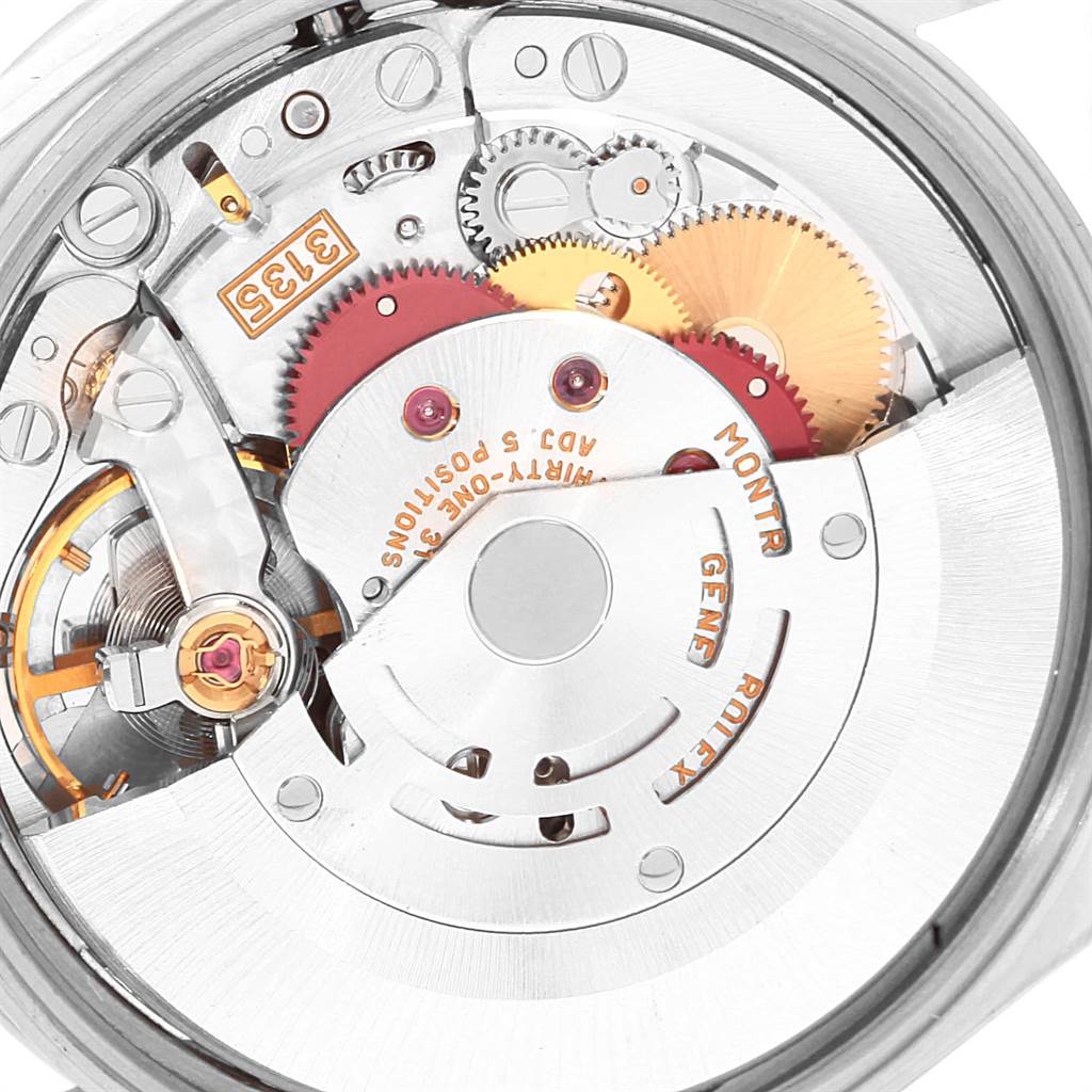 The image shows a close-up of the movement and mechanism parts of a Rolex Date 15200 Men's Stainless Steel Silver Dial 15200 Men's Stainless Steel Silver Dial model watch.