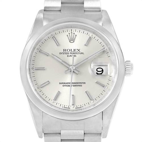 Photo of Rolex Date Silver Dial Steel Mens Watch 15200 Box Papers