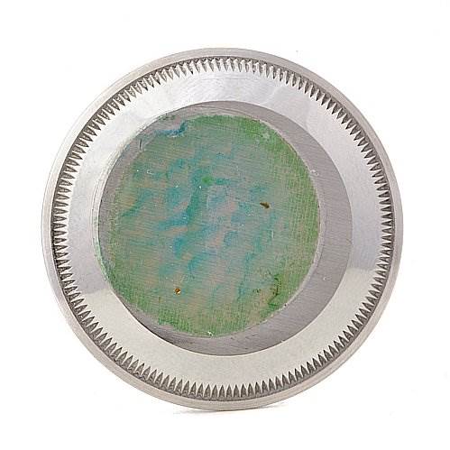 This image shows a top-down angle of the bezel insert for a Rolex Date 15200 Men's Stainless Steel White Dial 15200 Men's Stainless Steel White Dial model watch.