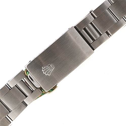 The image shows the clasp and part of the bracelet of a Rolex Date 15210 Men's Stainless Steel Black Dial 15210 Men's Stainless Steel Black Dial model wristwatch.