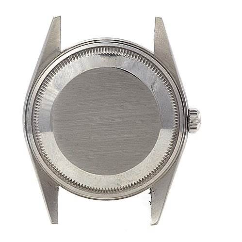 This image shows the front casing and bezel of a Rolex Date 15210 Men's Stainless Steel Black Dial 15210 Men's Stainless Steel Black Dial watch, model without the dial and hands attached.