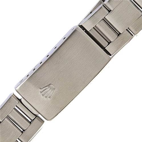 The image shows the clasp and part of the metal bracelet of a Rolex Date 15210 Men's Stainless Steel Black Dial 15210 Men's Stainless Steel Black Dial model watch.