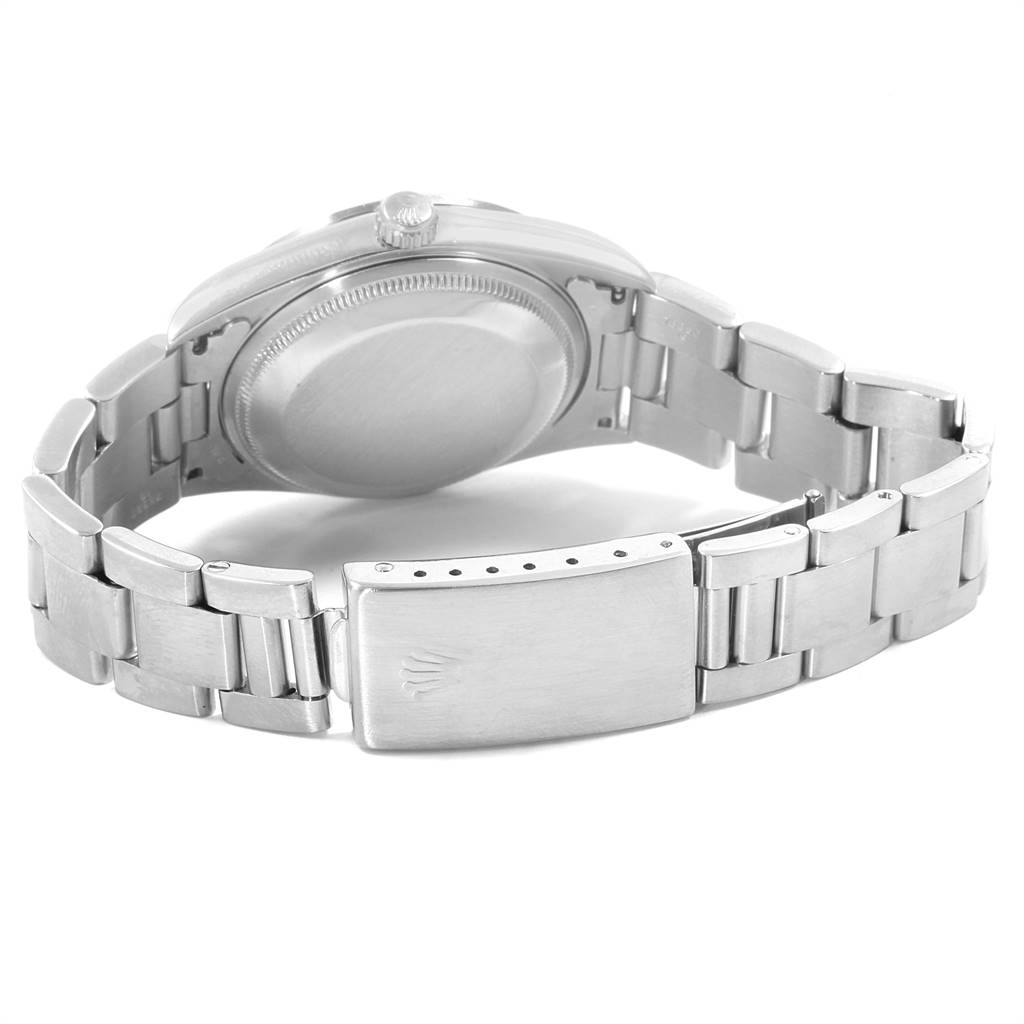 The image shows the back view of the Rolex Date 15200 Men's Stainless Steel White Dial 15200 Men's Stainless Steel White Dial model watch, highlighting its clasp and bracelet.