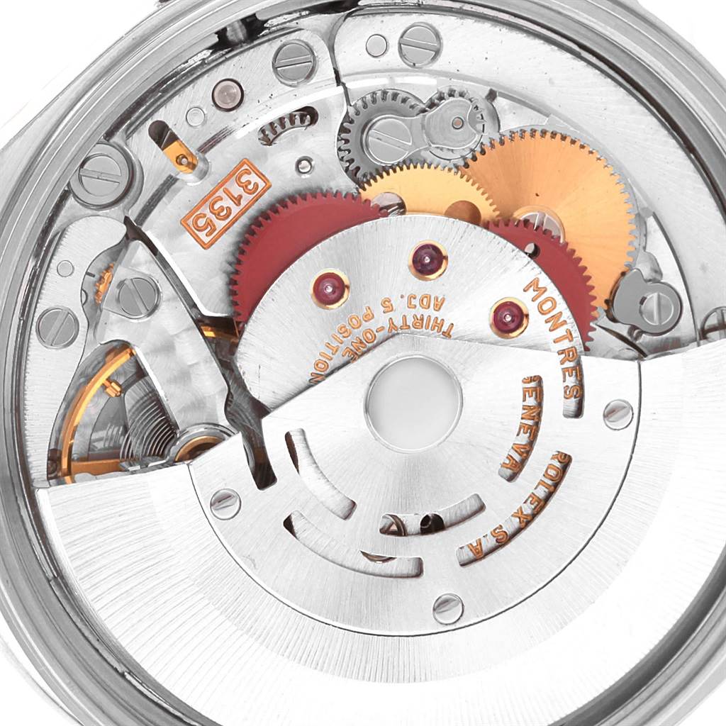 This image shows a macro view of the internal mechanism, gears, and rotating parts of a Rolex Date 15200 Men's Stainless Steel Black Dial 15200 Men's Stainless Steel Black Dial model watch.