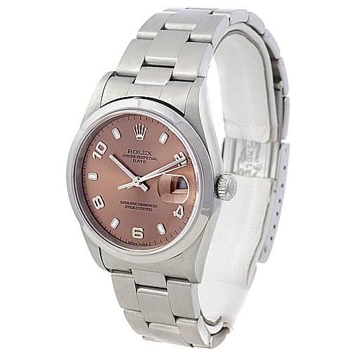 The image shows a Rolex Date 15200 Men's Stainless Steel Brown Dial 15200 Men's Stainless Steel Brown Dial model watch at a three-quarter angle, displaying the dial, bracelet, and clasp.