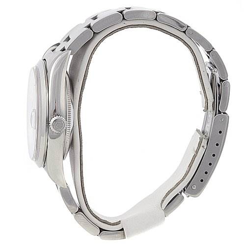 The image shows a side profile of a Rolex Date 15200 Men's Stainless Steel Brown Dial 15200 Men's Stainless Steel Brown Dial watch, illustrating its case, crown, and bracelet.