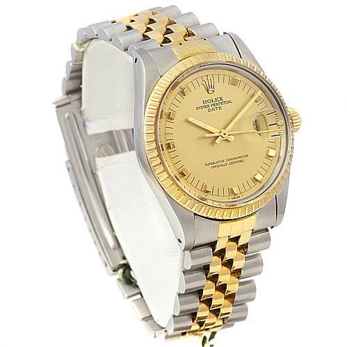 Rolex Date Mens Ss 18k Gold Champagne Dial 15053 SwissWatchExpo