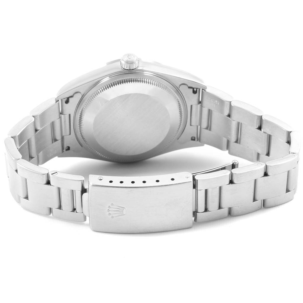 The image shows the back view of a Rolex Date 15200 Men's Stainless Steel Black Dial 15200 Men's Stainless Steel Black Dial model watch, focusing on the bracelet and clasp.