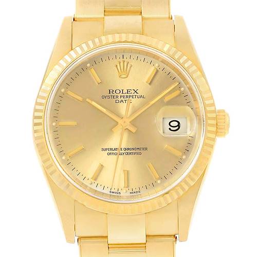Photo of Rolex Date Yellow Gold Oyster Bracelet Mens Watch 15238