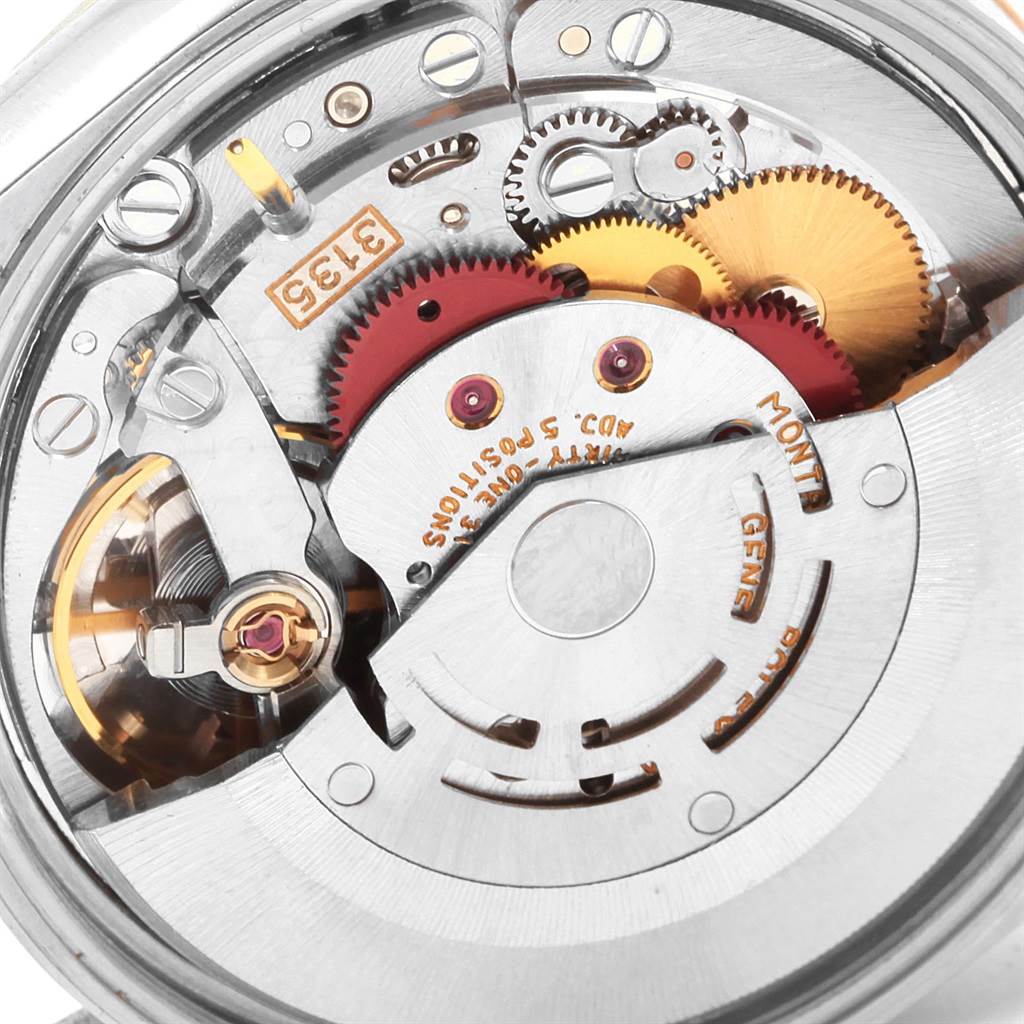 The image shows the internal mechanism and movement components of a Rolex Date 15223 Men's Steel and Gold (two tone) White Dial 15223 Men's Steel and Gold (two tone) White Dial model watch.