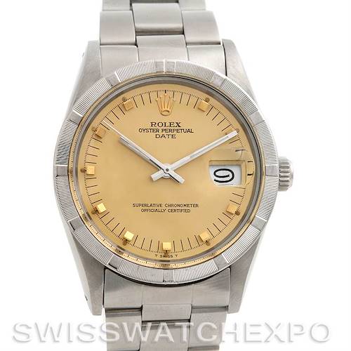 Photo of Rolex Date Mens Ss Champagne Dial Watch 15010 - Great