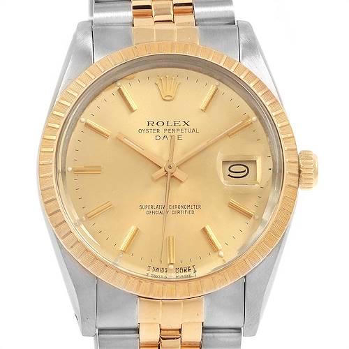 Photo of Rolex Date Mens Stainless Steel 18k Yellow Gold Mens Watch 15053