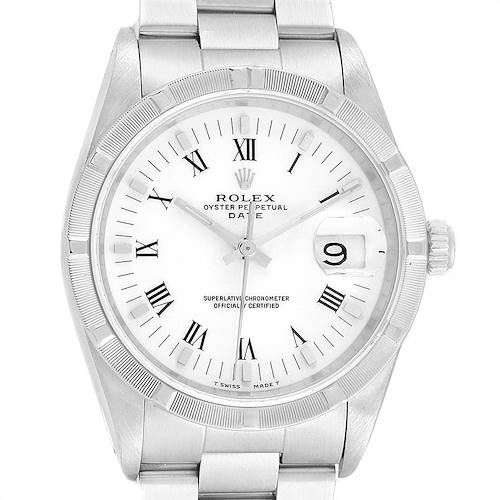 Photo of Rolex Date White Dial Oyster Bracelet Steel Mens Watch 15210