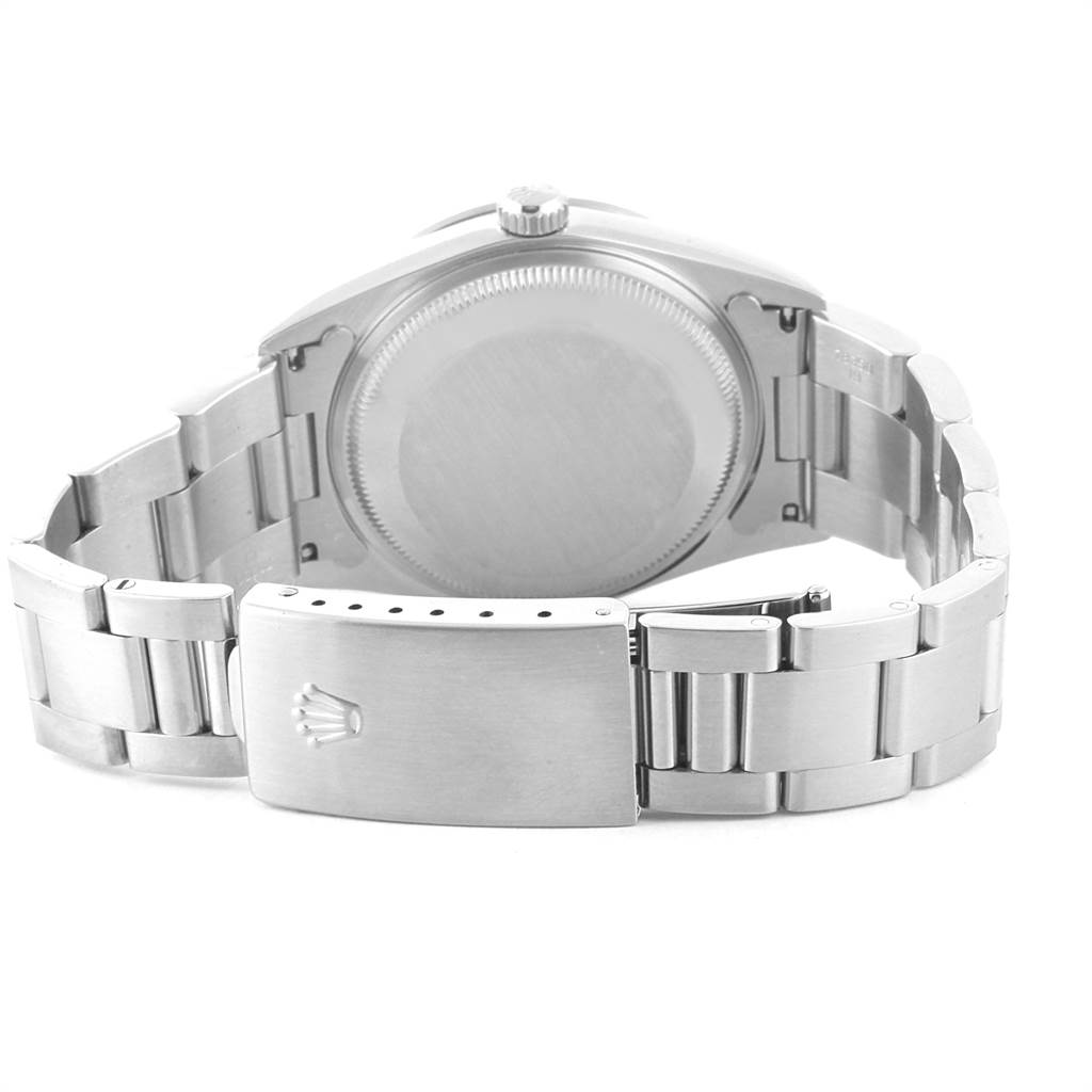 The image shows the back case and metal bracelet of a Rolex Date 15200 Men's Stainless Steel Silver Dial 15200 Men's Stainless Steel Silver Dial model watch from a rear angle.