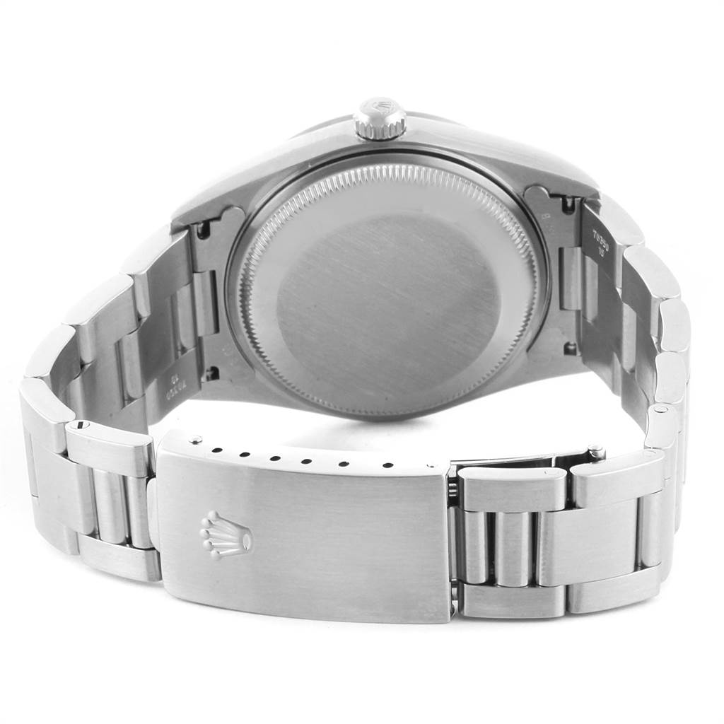 The image shows the back case and clasp of a Rolex Date 15200 Men's Stainless Steel Pink Dial 15200 Men's Stainless Steel Pink Dial model watch from a rear angle.