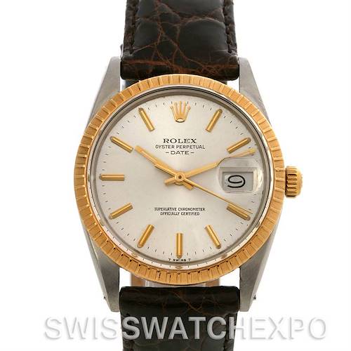 Photo of Rolex Date Mens Ss 18k Gold Silver Dial 15053