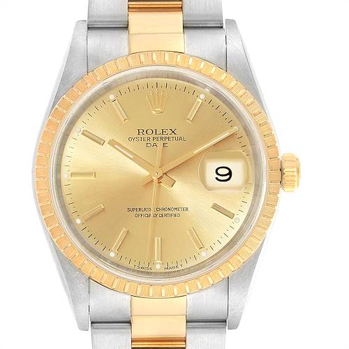 Photo of Rolex Date Mens Steel Yellow Gold Mens Watch 15223 Box Papers