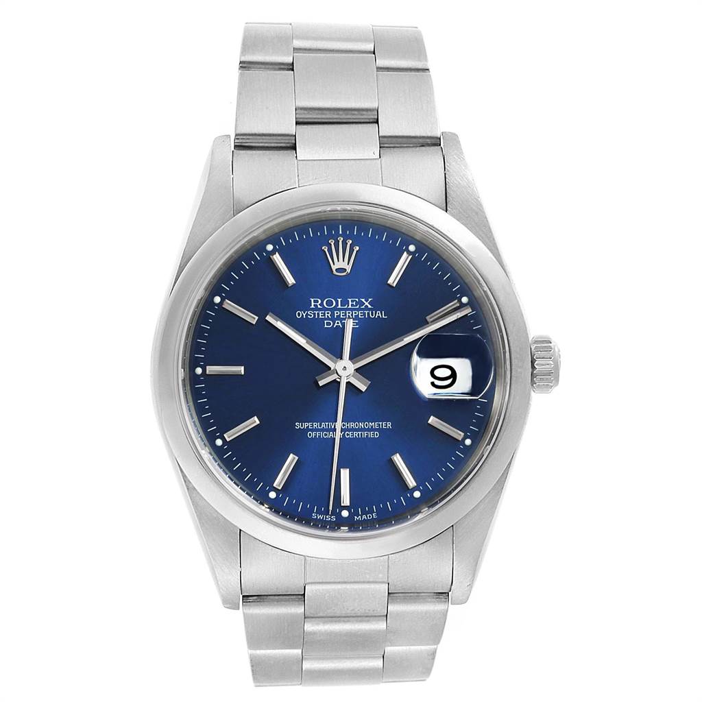 Rolex Date Blue Dial Oyster Bracelet Steel Mens Watch 15200 ...